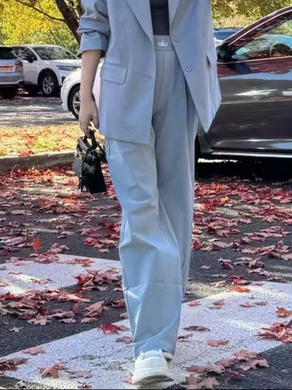 NWT ALO Yoga Steel Grey Suit Pants - High Waist Straight Leg 🤍 Regular Length - Picture 8 of 8